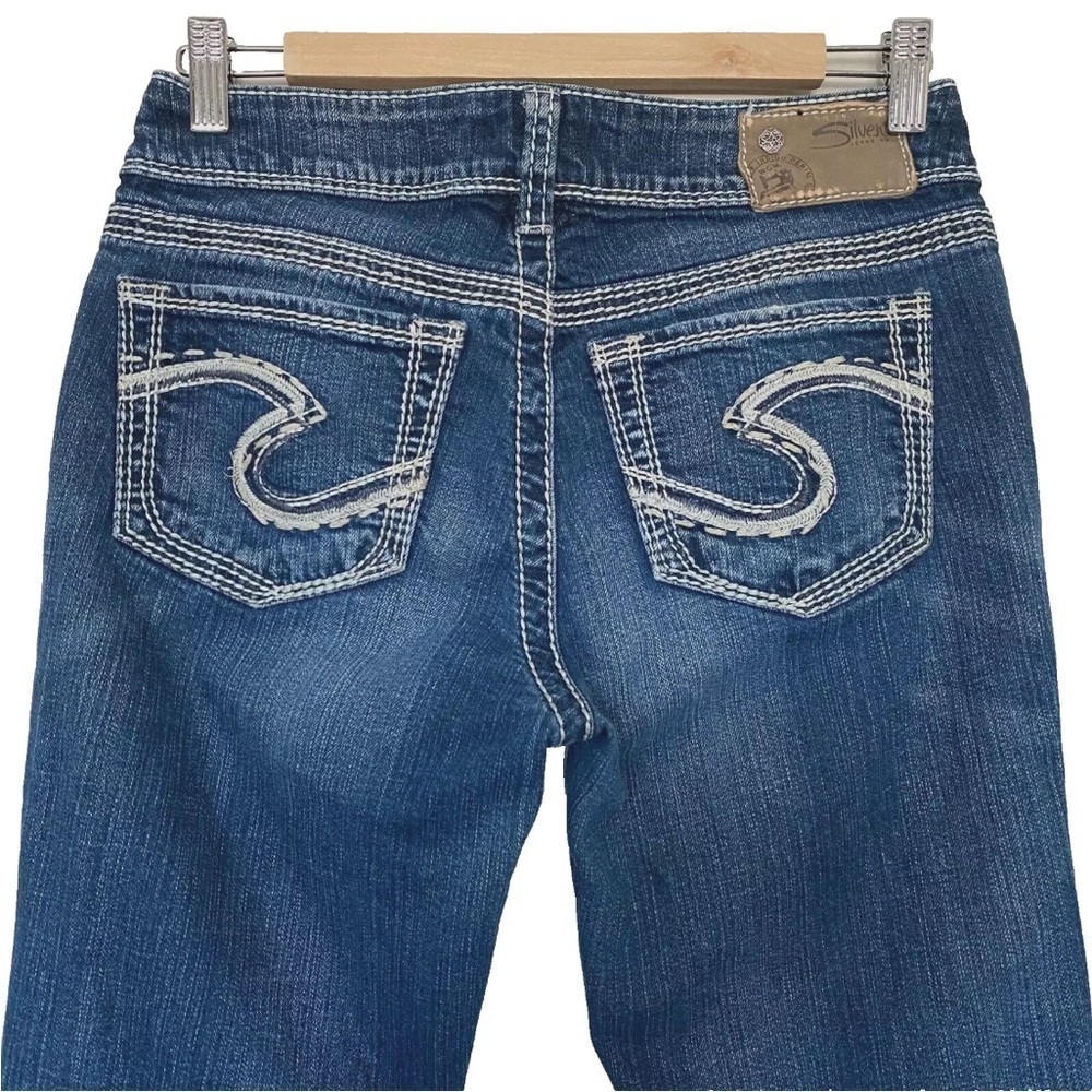 Silver Suki Mid Slim Boot Bootcut Jeans Women's Size 27x33 Thick Stitching